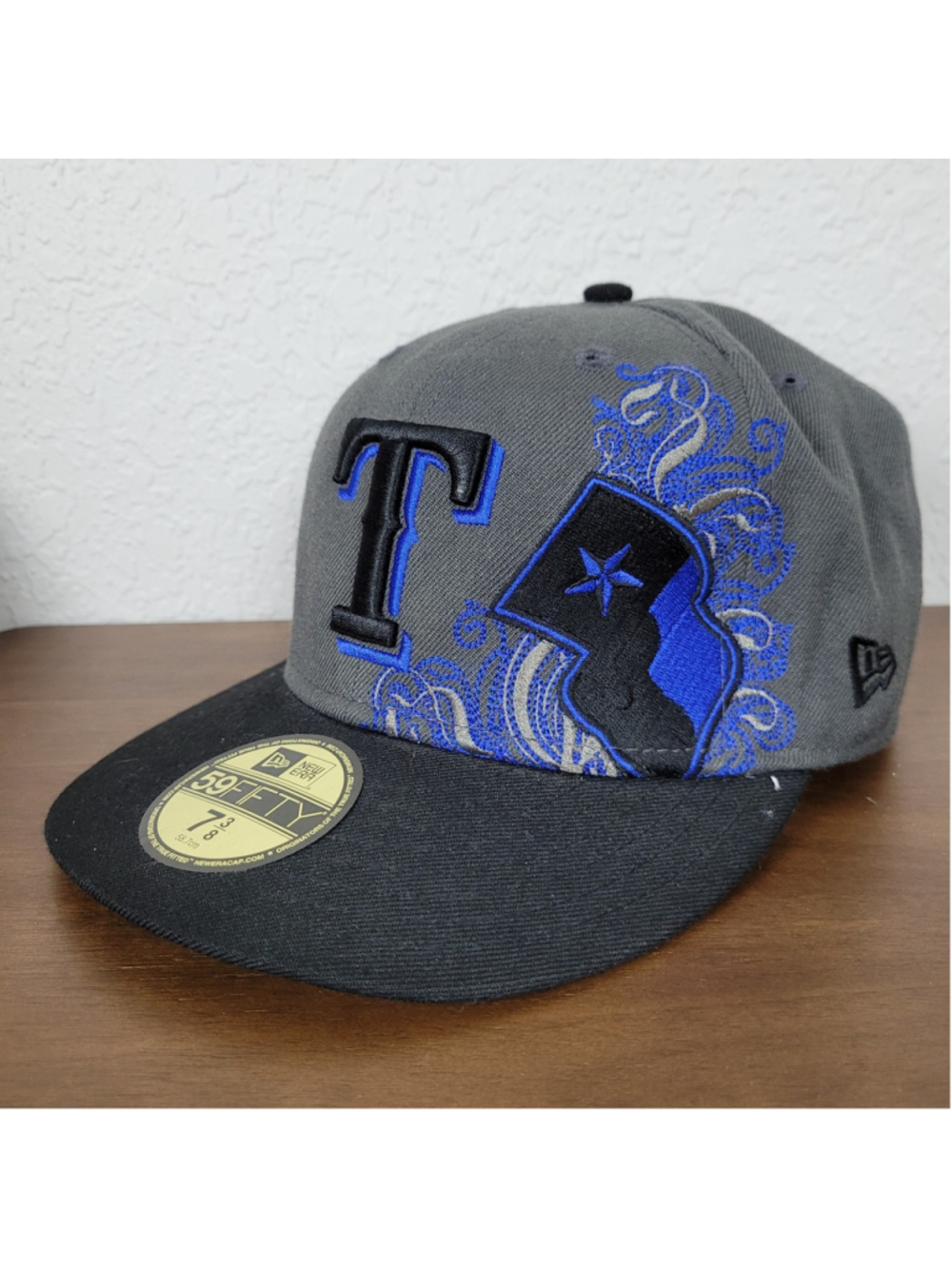 New Era Texas Rangers x Felt Gray Royal Blue MLB 59Fifty Fitted Hat